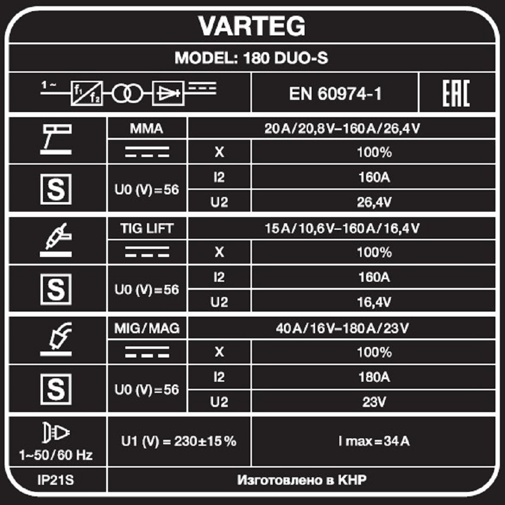   VARTEG 180 DUO-S